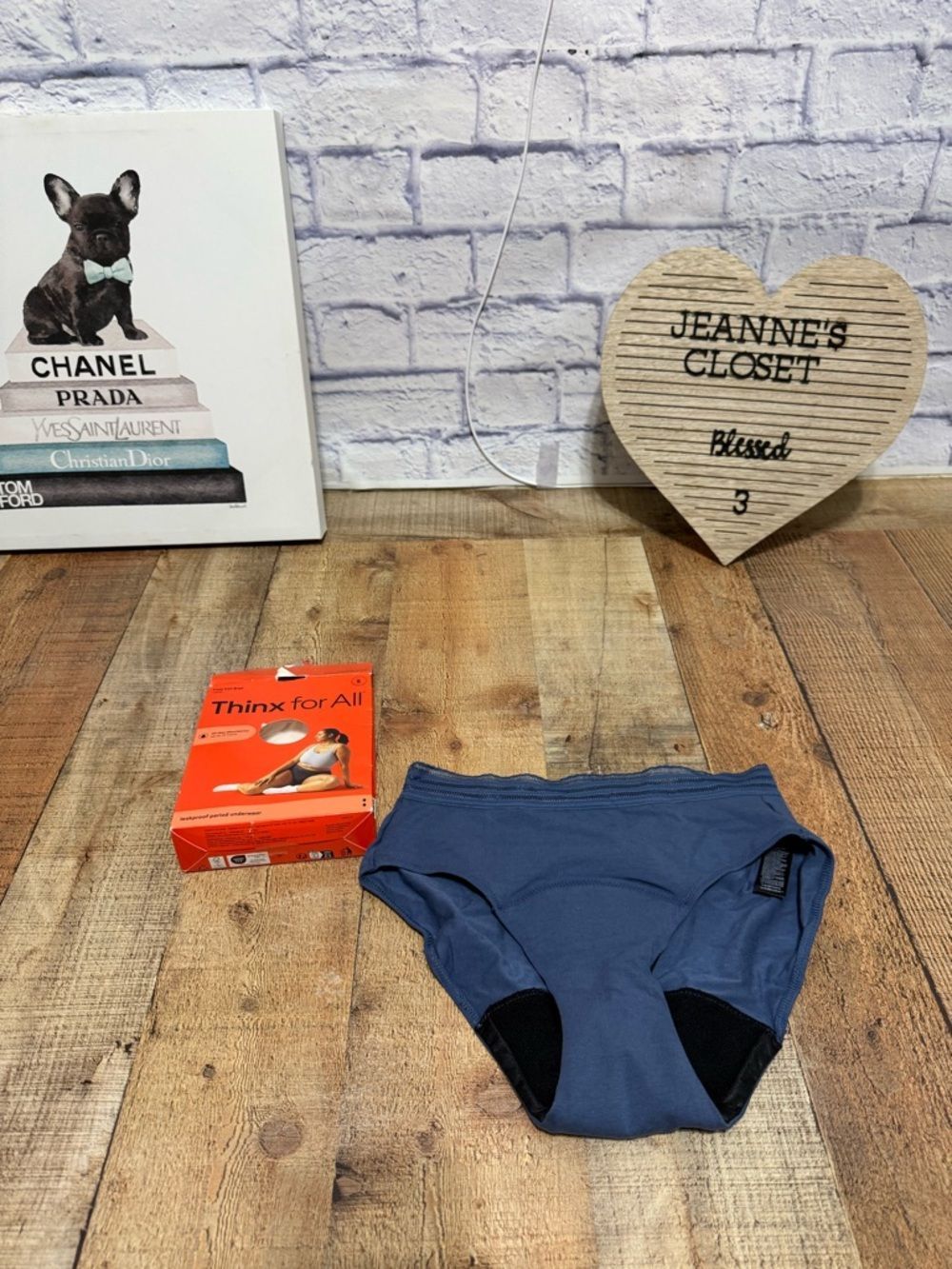 Thinx For All Lace Trim Brief Blue Size S Nwt — image 6 of 6